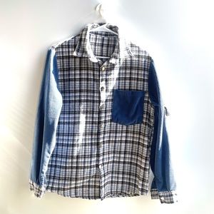 Blue corduroy and tweed shacket